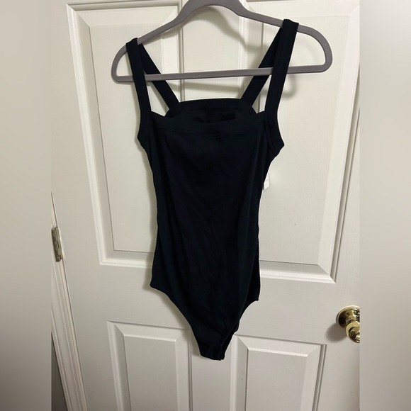 Anthropologie Tops - By Anthropologie Black Ribbed Cotton Bodysuit Size XL NWT